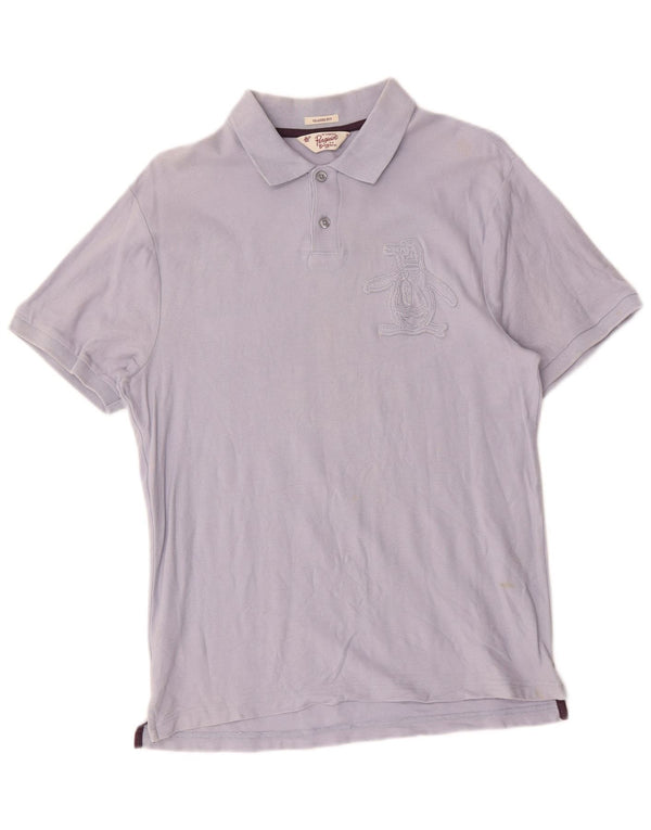Penguin Mens Graphic Classic Fit Polo Shirt Medium Blue Cotton