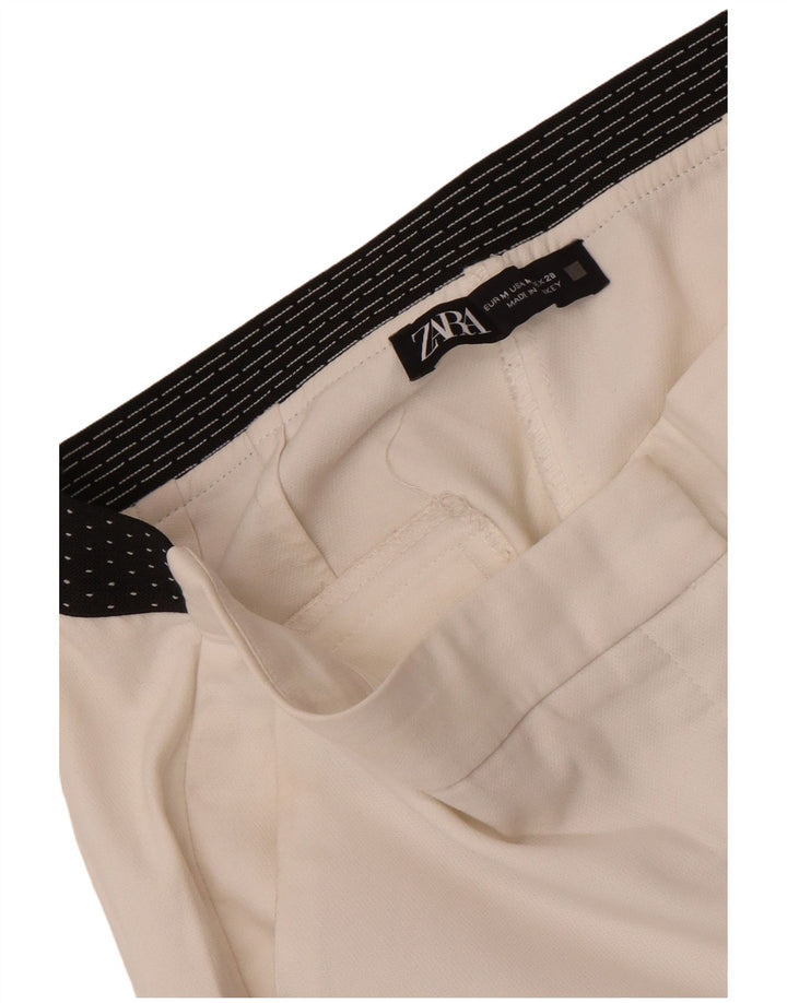 Zara Womens Slim Chino Trousers Medium W28 L27 White Colourblock
