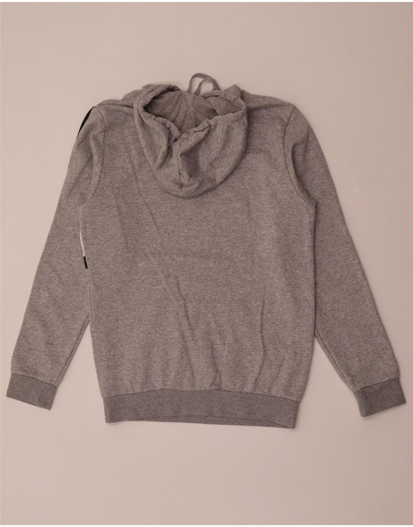Adidas Mens Graphic Hoodie Jumper Medium Grey Colourblock Cotton
