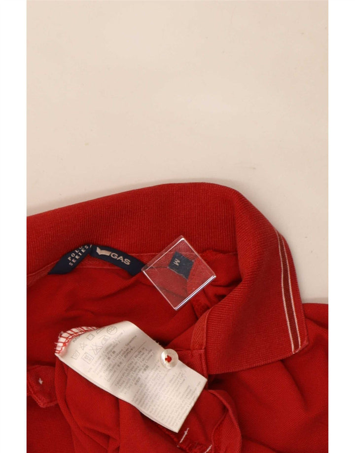 Gas Mens Polo Shirt Medium Red Striped Cotton