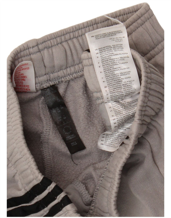 ADIDAS Boys Tracksuit Trousers Joggers 13-14 Years Grey Cotton