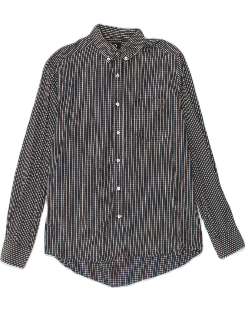 DACK'S Mens Regular Fit Shirt Medium Navy Blue Check Cotton | Vintage Dack's | Thrift | Second-Hand Dack's | Used Clothing | Messina Hembry 