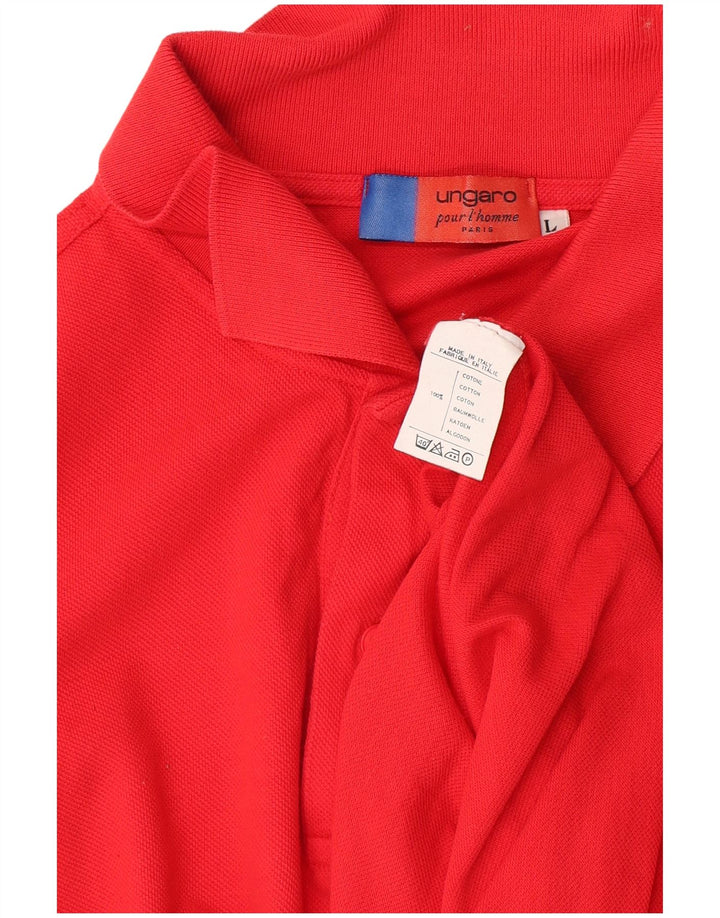 UNGARO Mens Polo Shirt Large Red Cotton