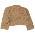 Zara Womens Oversized Crop Crew Neck Jumper Sweater UK 10 Small Beige