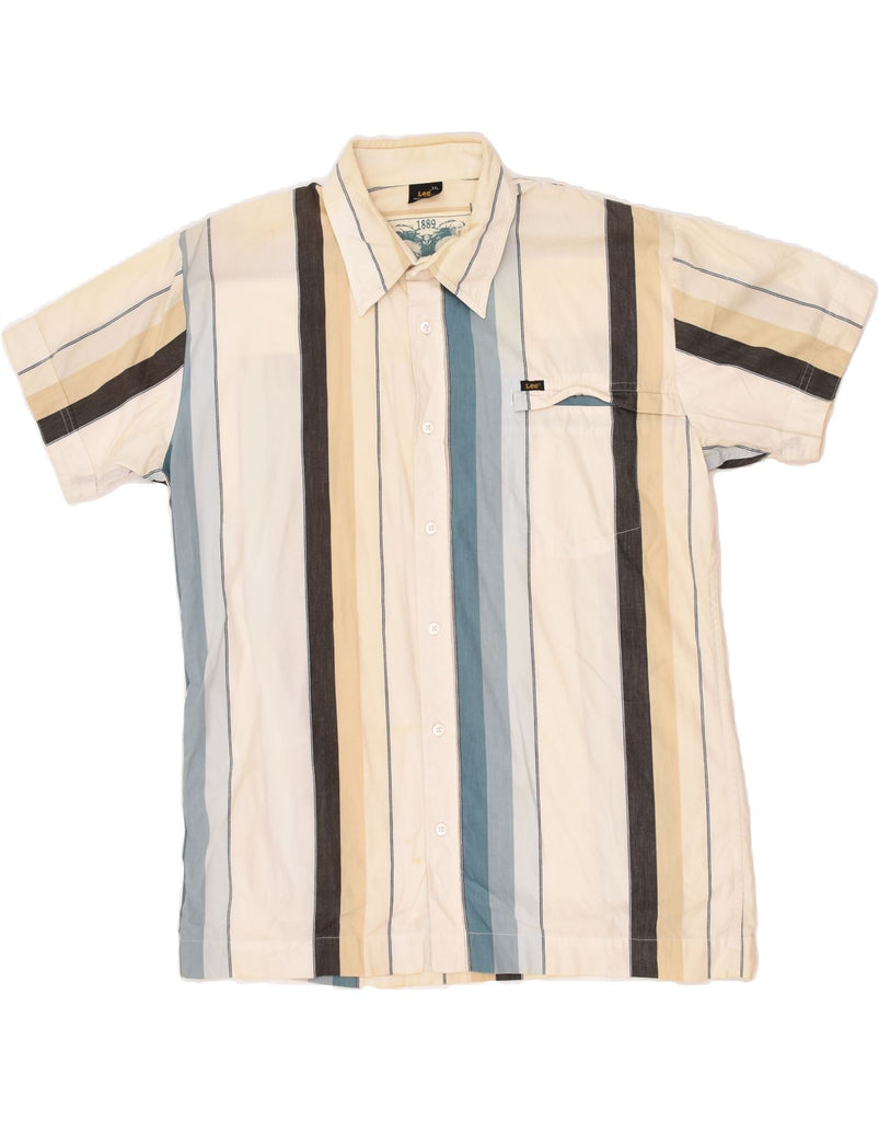 LEE Mens Shirt 2XL White Striped | Vintage Lee | Thrift | Second-Hand Lee | Used Clothing | Messina Hembry 