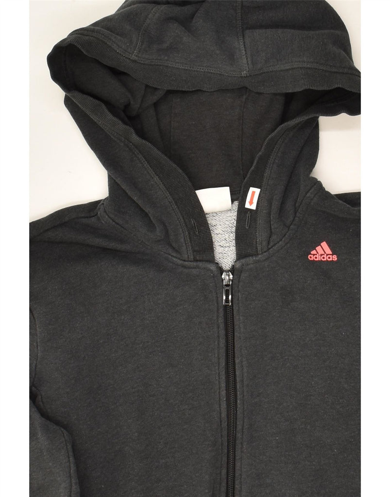 ADIDAS Womens Graphic Zip Hoodie Sweater UK 12/14 Medium Grey Cotton Vintage Adidas and Second-Hand Adidas from Messina Hembry 