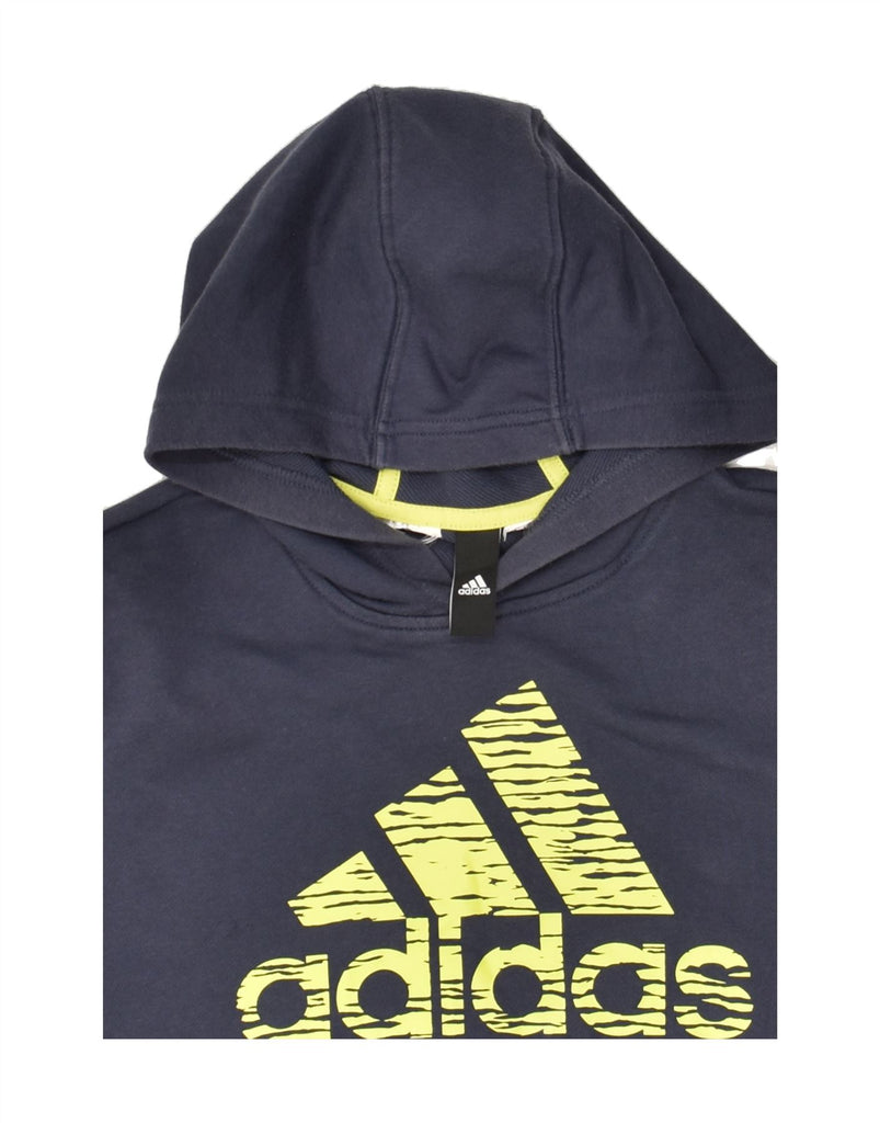 ADIDAS Boys Graphic Hoodie Jumper 15-16 Years Navy Blue | Vintage Adidas | Thrift | Second-Hand Adidas | Used Clothing | Messina Hembry 