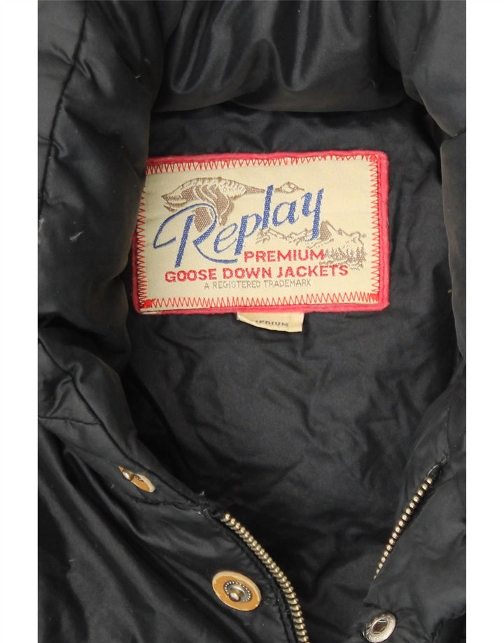 REPLAY Mens Padded Jacket UK 38 Medium Black Vintage Replay and Second-Hand Replay from Messina Hembry 