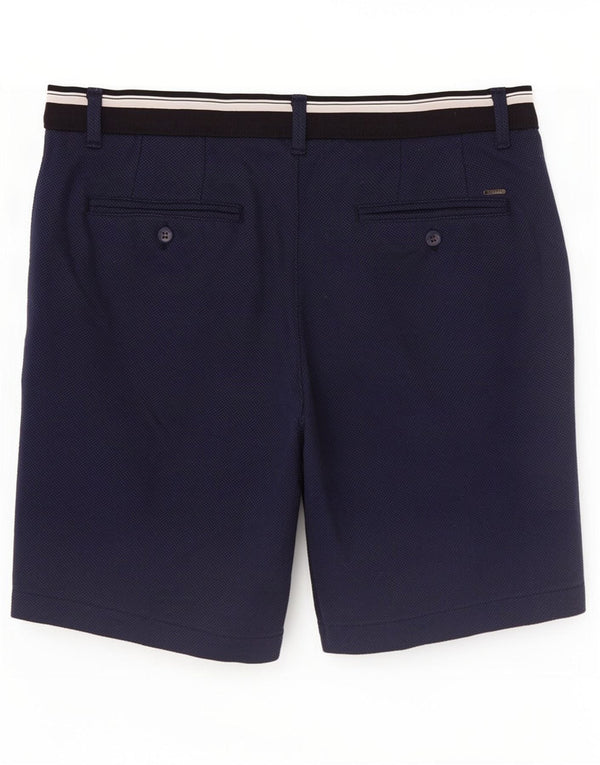Zara Mens Chino Shorts Medium W31 Navy Blue Polyester