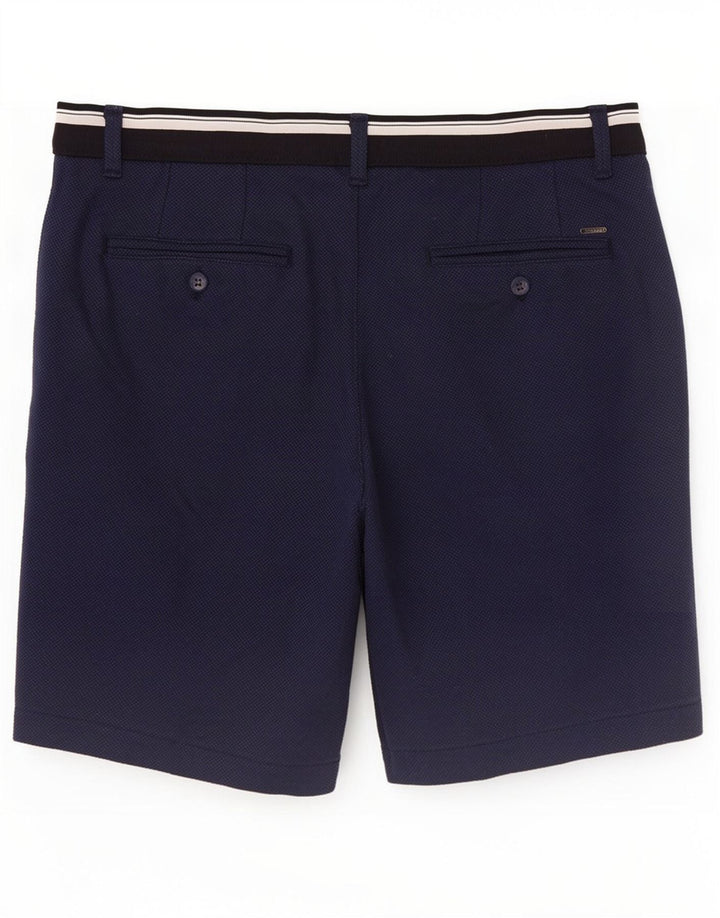 Zara Mens Chino Shorts Medium W31 Navy Blue Polyester