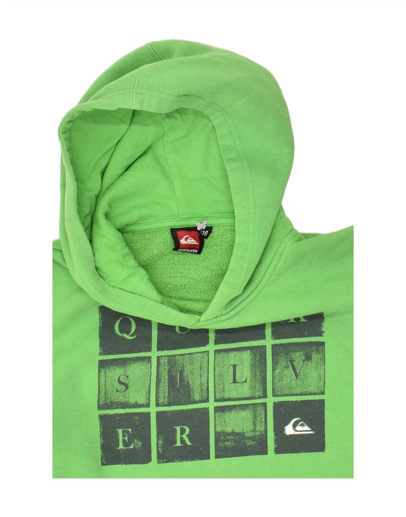 QUIKSILVER Boys Graphic Hoodie Jumper 15-16 Years Green | Vintage Quiksilver | Thrift | Second-Hand Quiksilver | Used Clothing | Messina Hembry 