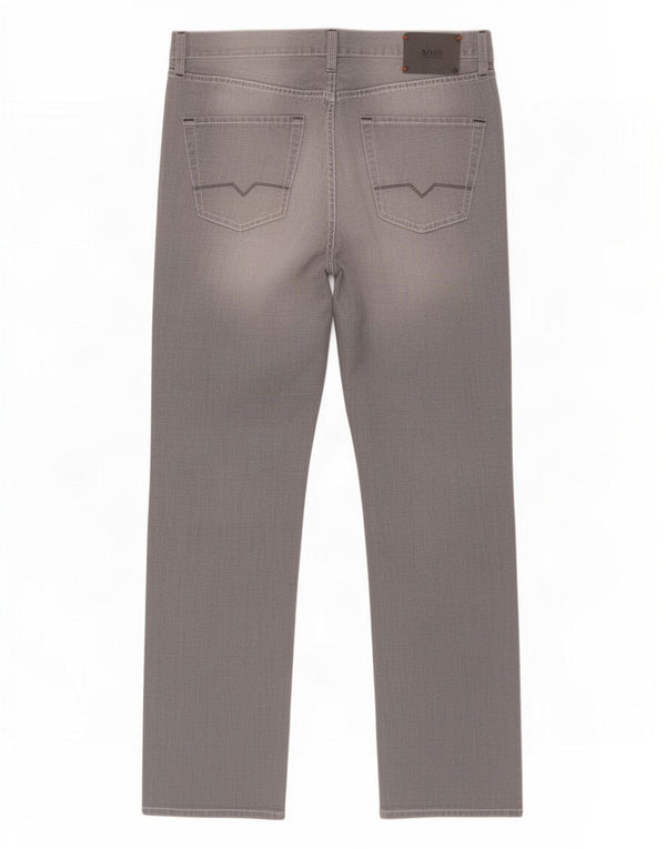 Hugo Boss Mens Straight Jeans W35 L32 Grey Cotton