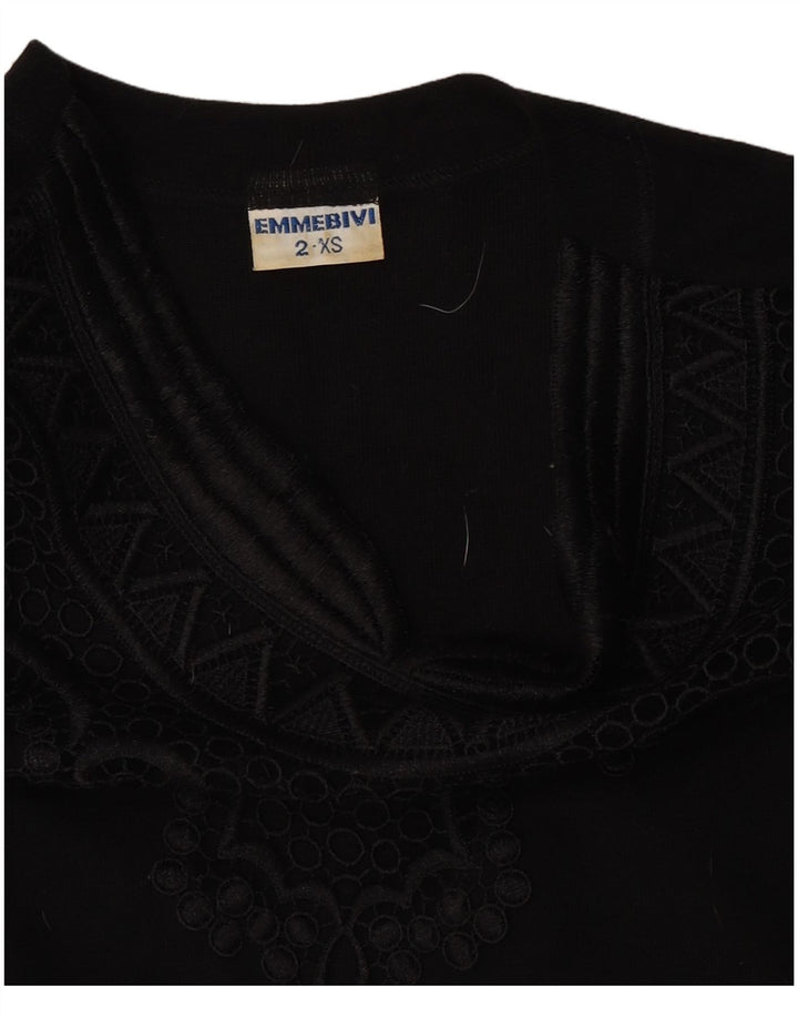 Vintage Womens Long Sleeve Bodysuit UK 2 2XS Black Virgin Wool