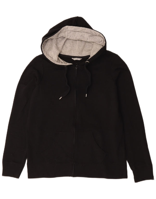 Marks & Spencer Womens Zip Hoodie Sweater UK 16 Large  Black Cotton