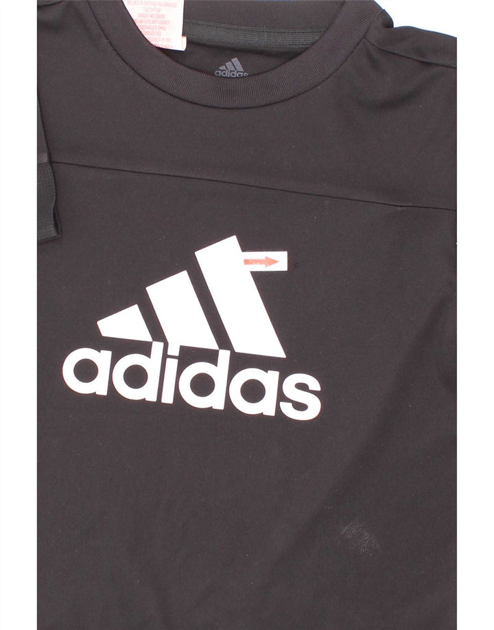 Adidas Boys Climacool Graphic T-Shirt Top 5-6 Years 2XS Black Polyester
