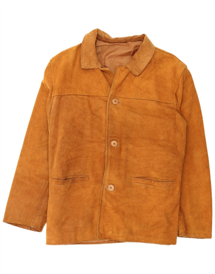 Vintage Mens Suede Jacket IT 46 Small Beige
