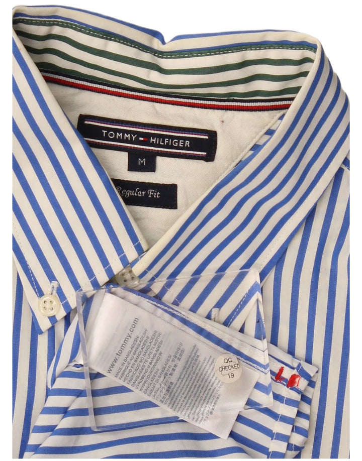 TOMMY HILFIGER Mens Regular Fit Shirt Medium Blue Pinstripe Cotton