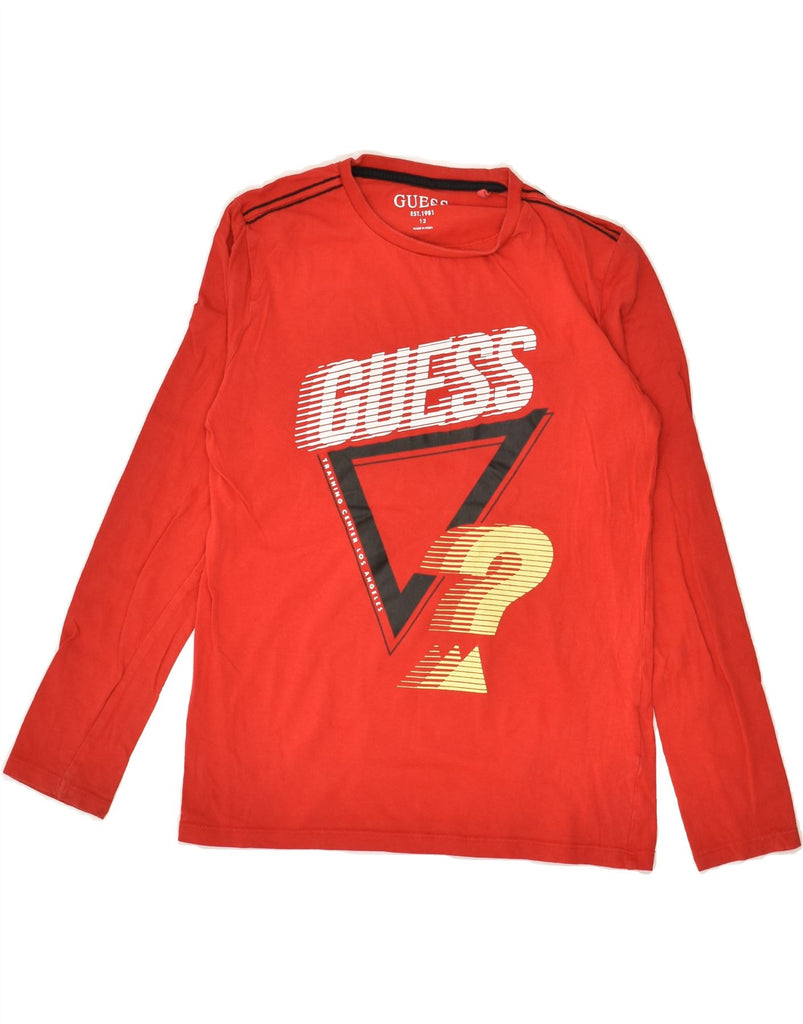 GUESS Boys Graphic Top Long Sleeve 11-12 Years Red Cotton | Vintage Guess | Thrift | Second-Hand Guess | Used Clothing | Messina Hembry 