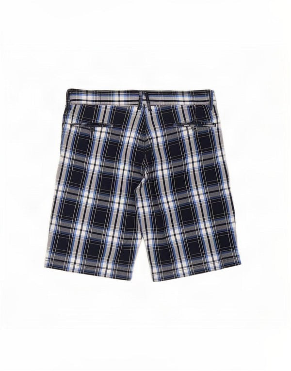 Jack & Jones Mens Chino Shorts XL W36 Navy Blue Check Cotton