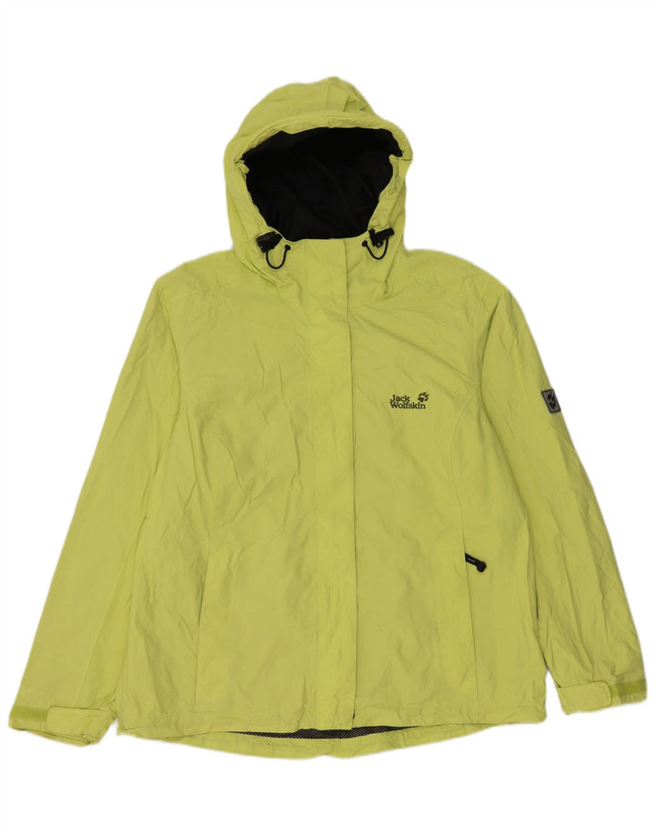 JACK WOLFSKIN Womens Hooded Rain Jacket UK 18 XL Green Polyamide