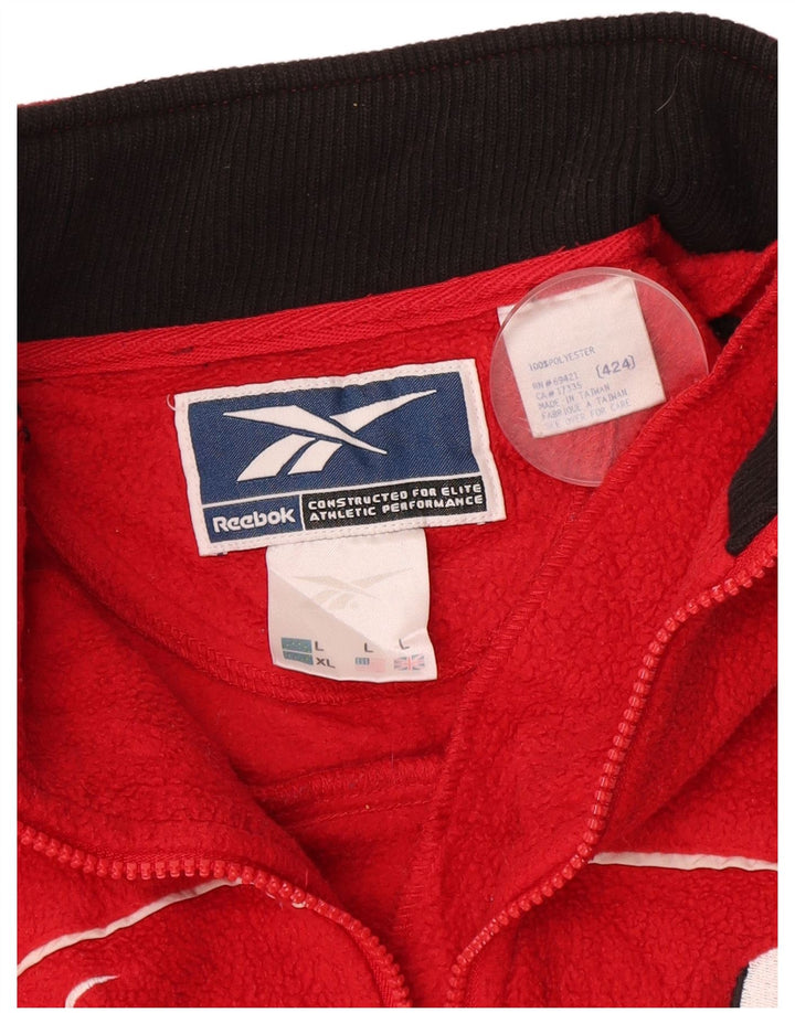 Reebok Mens Wisconsin Zip Neck Fleece Jumper Large Red Polyester