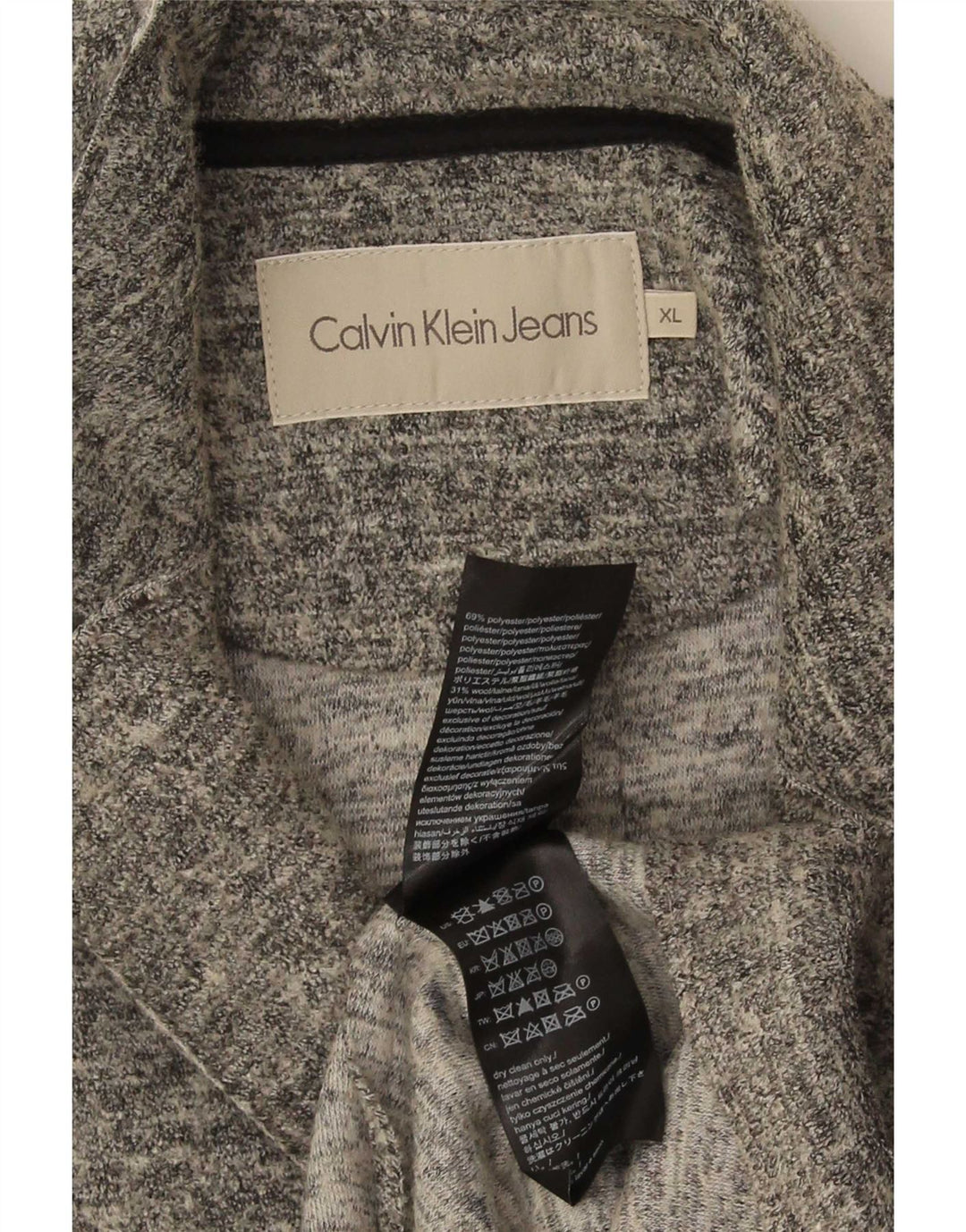 Calvin Klein Jeans Womens Overcoat UK 18 XL Grey Flecked Polyester