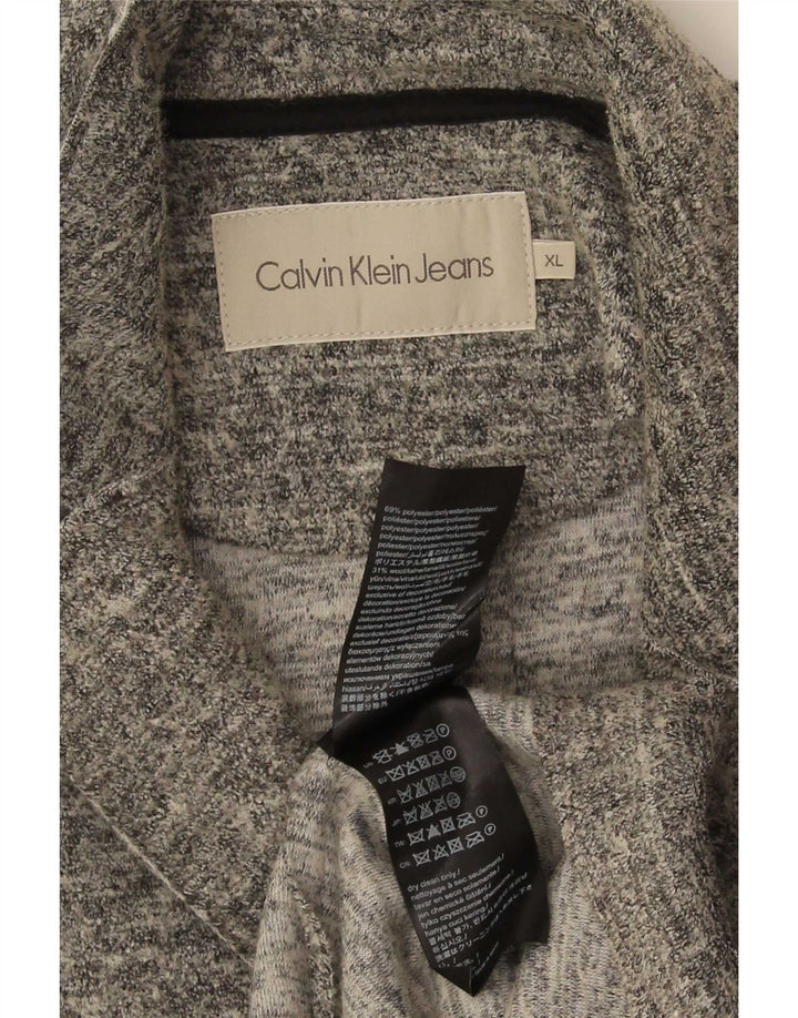 Calvin Klein Jeans Womens Overcoat UK 18 XL Grey Flecked Polyester