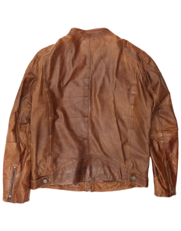 Gipsy Mens Leather Jacket UK 42 XL Brown