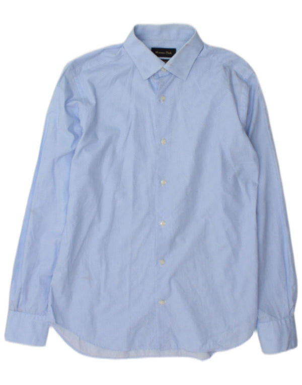 Massimo Dutti Mens Shirt Size 38 15 Medium Blue Geometric Cotton