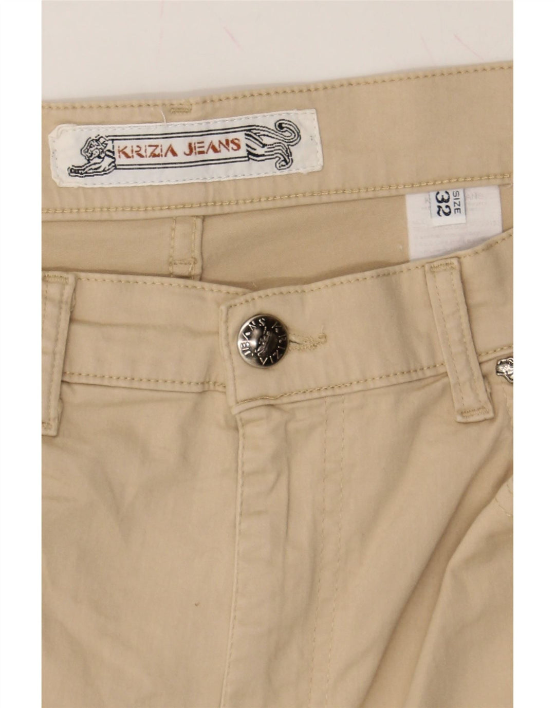 KRIZIA Womens Straight Casual Trousers W32 L29 Beige Cotton Vintage Krizia and Second-Hand Krizia from Messina Hembry 