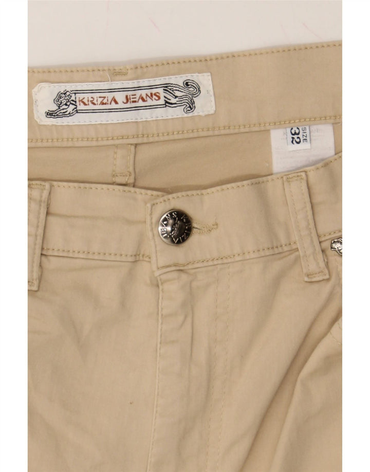 KRIZIA Womens Straight Casual Trousers W32 L29 Beige Cotton Vintage Krizia and Second-Hand Krizia from Messina Hembry 