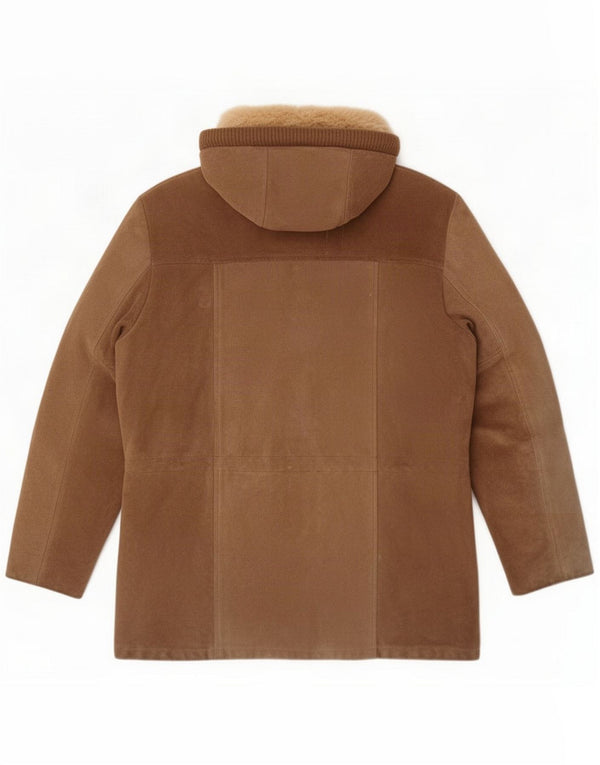 Robert Lewis Mens Suede Sherpa Parka Jacket UK 42 XL Beige