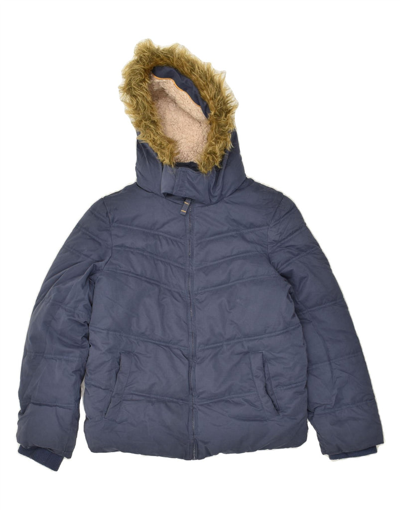 FAT FACE Girls Hooded Padded Jacket 12-13 Years Navy Blue Polyester | Vintage Fat Face | Thrift | Second-Hand Fat Face | Used Clothing | Messina Hembry 