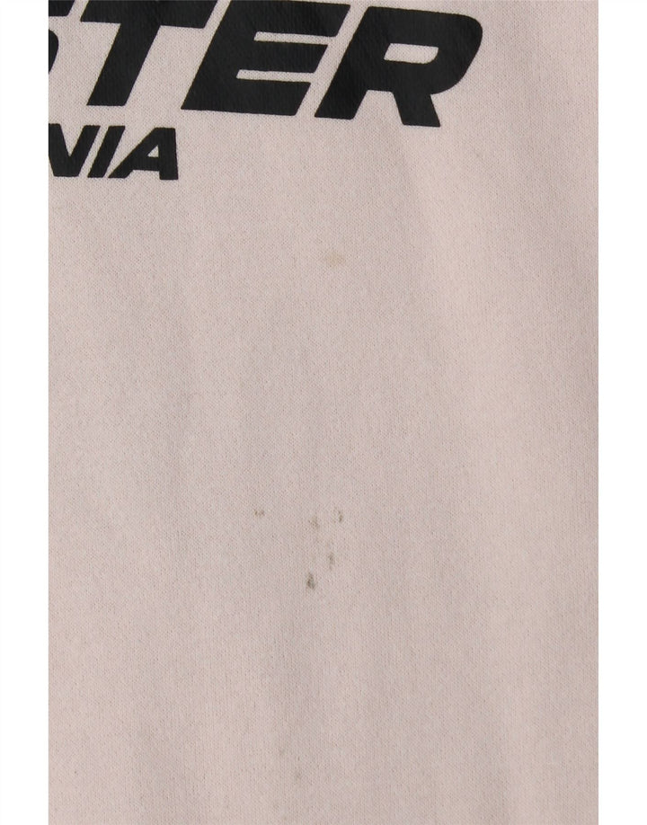 HOLLISTER Mens Graphic Hoodie Jumper Large White Colourblock Cotton