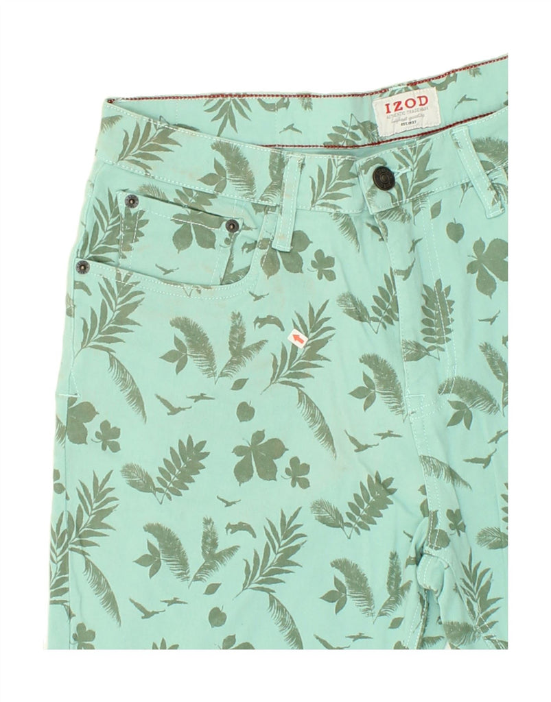 IZOD Mens Regular Fit Casual Shorts W34 Large  Turquoise Floral Cotton | Vintage Izod | Thrift | Second-Hand Izod | Used Clothing | Messina Hembry 