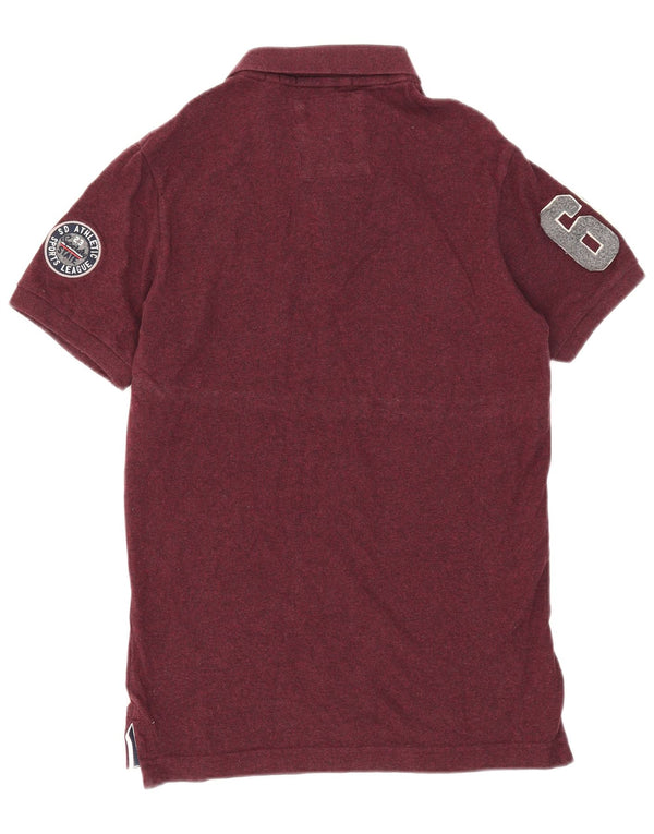 Superdry Mens Graphic Polo Shirt Large Burgundy Cotton