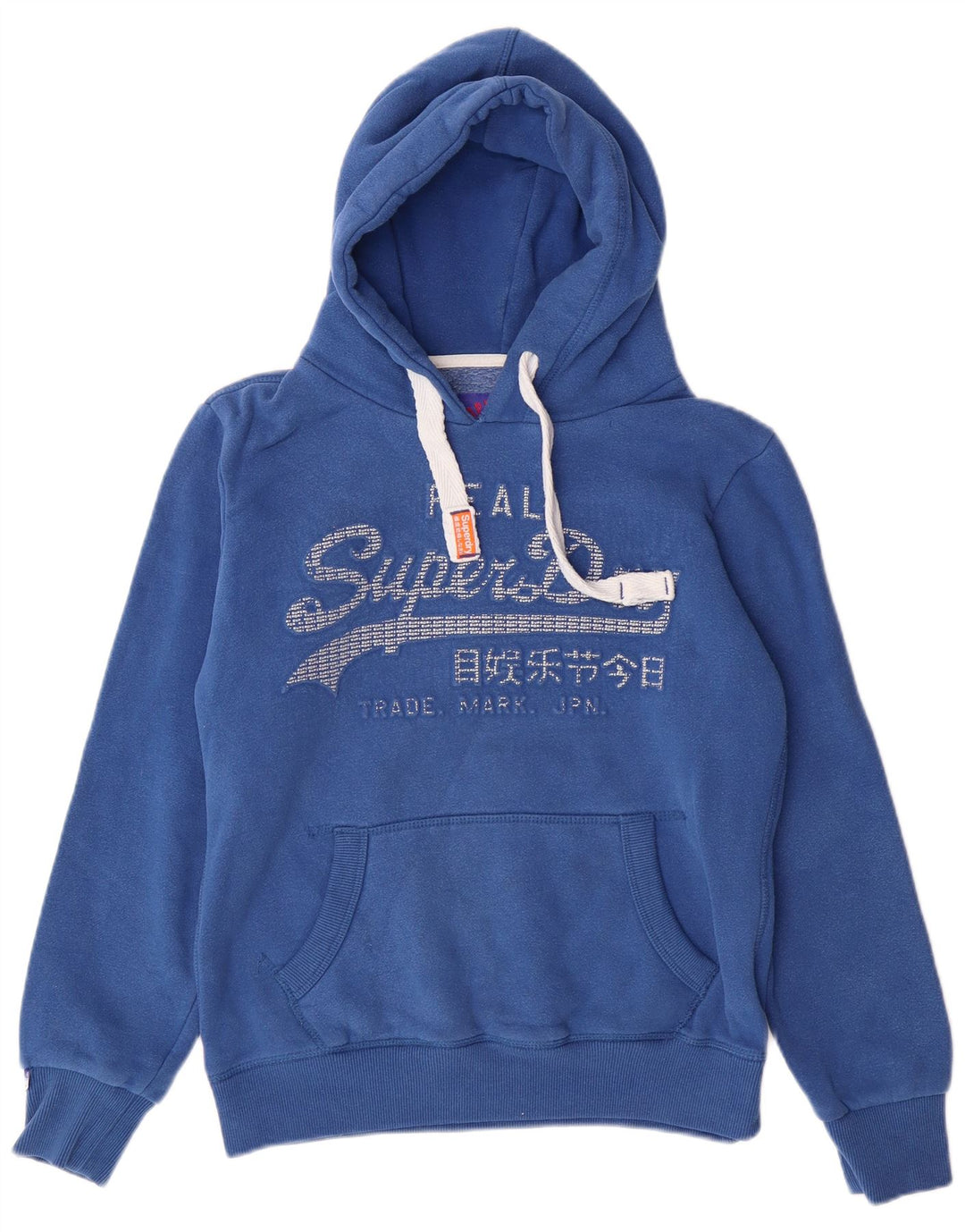 SUPERDRY Womens Graphic Oversized Hoodie Jumper UK 10 Small Blue Cotton