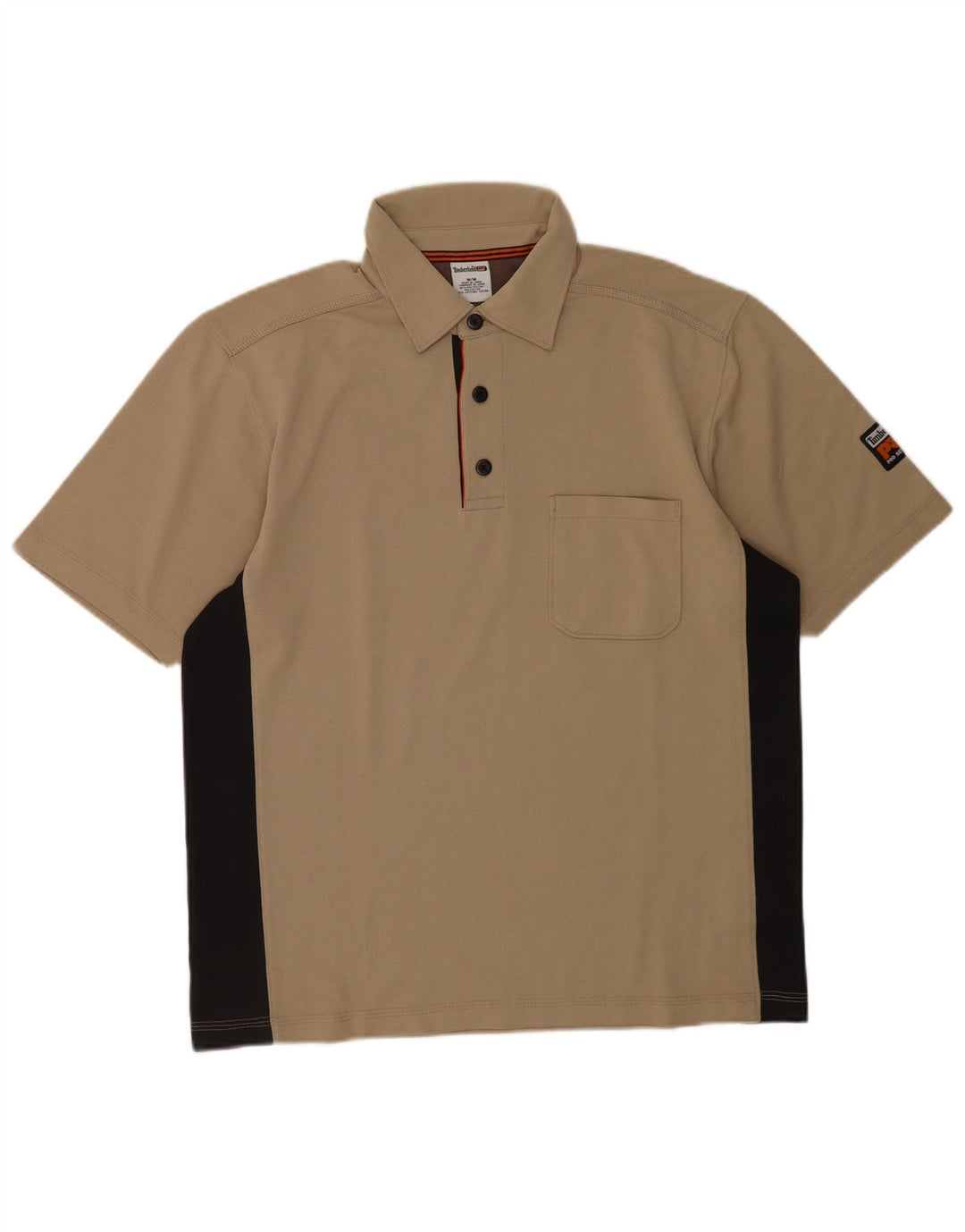 Timberland Mens Polo Shirt Medium Beige Colourblock Polyester