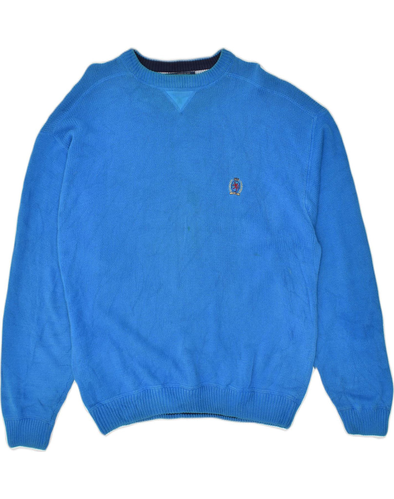 TOMMY HILFIGER Mens Crew Neck Jumper Sweater XL Blue Cotton | Vintage Tommy Hilfiger | Thrift | Second-Hand Tommy Hilfiger | Used Clothing | Messina Hembry 