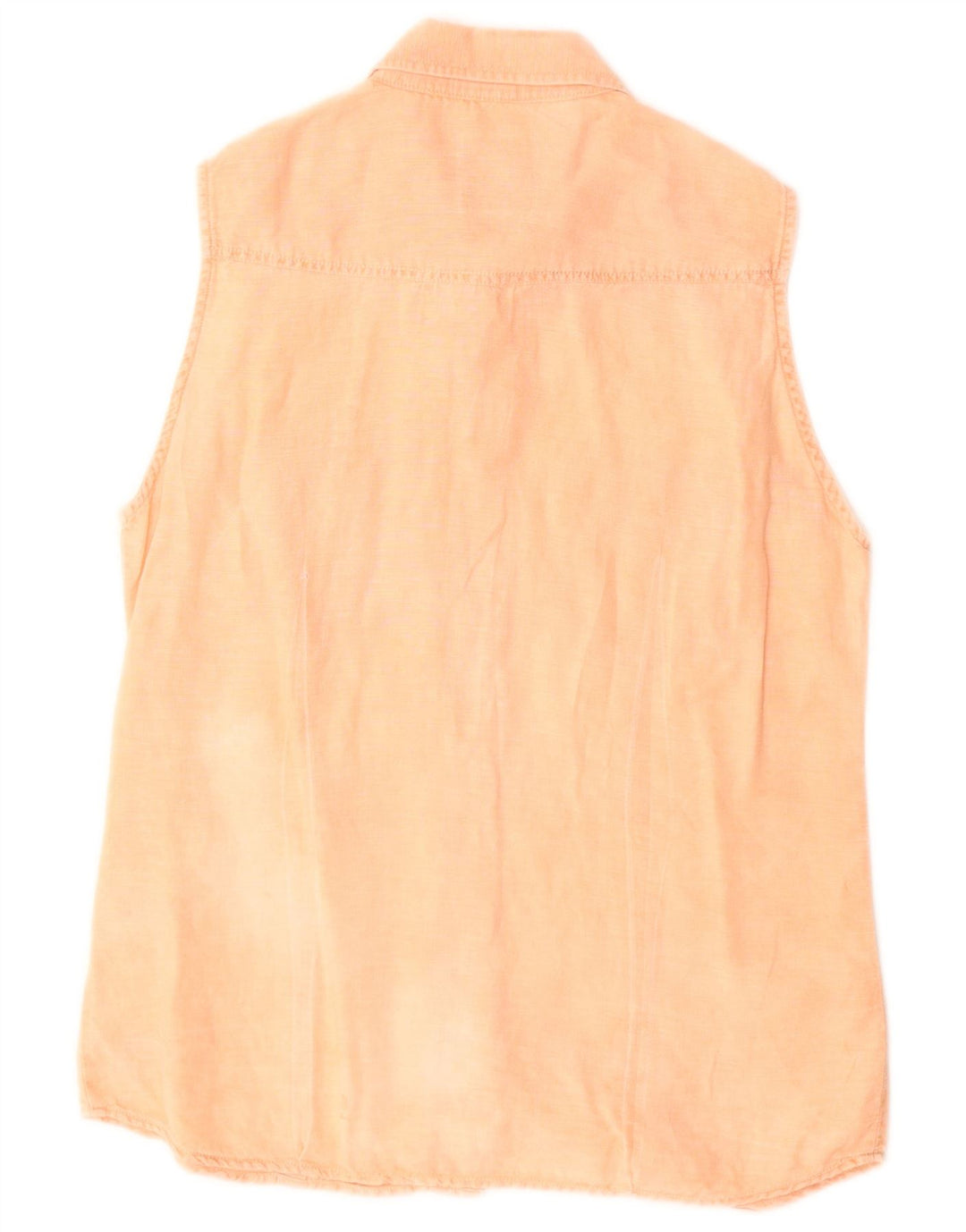Think Pink Womens Sleeveless Shirt UK 12 Medium Orange Cotton