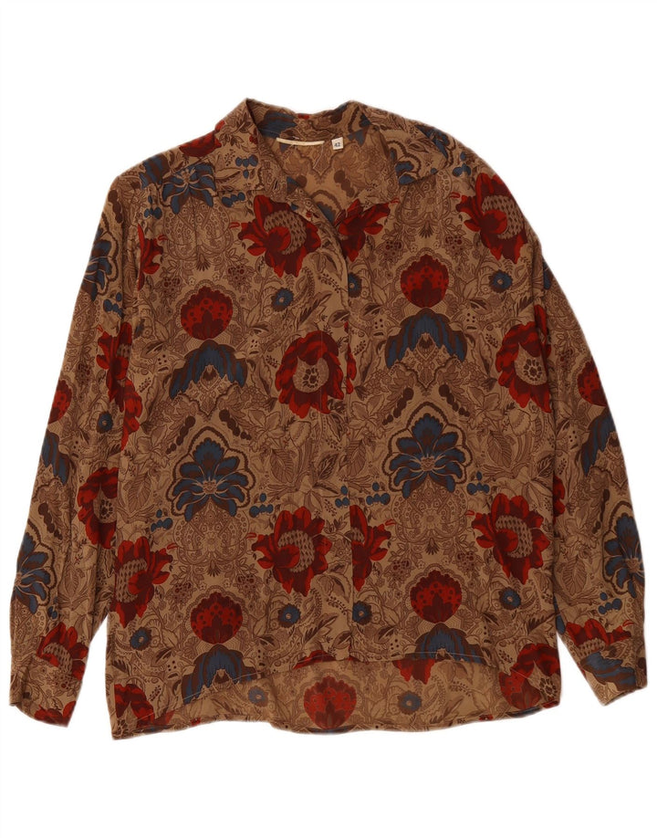 Vintage Womens Shirt Blouse IT 42 Medium Brown Floral
