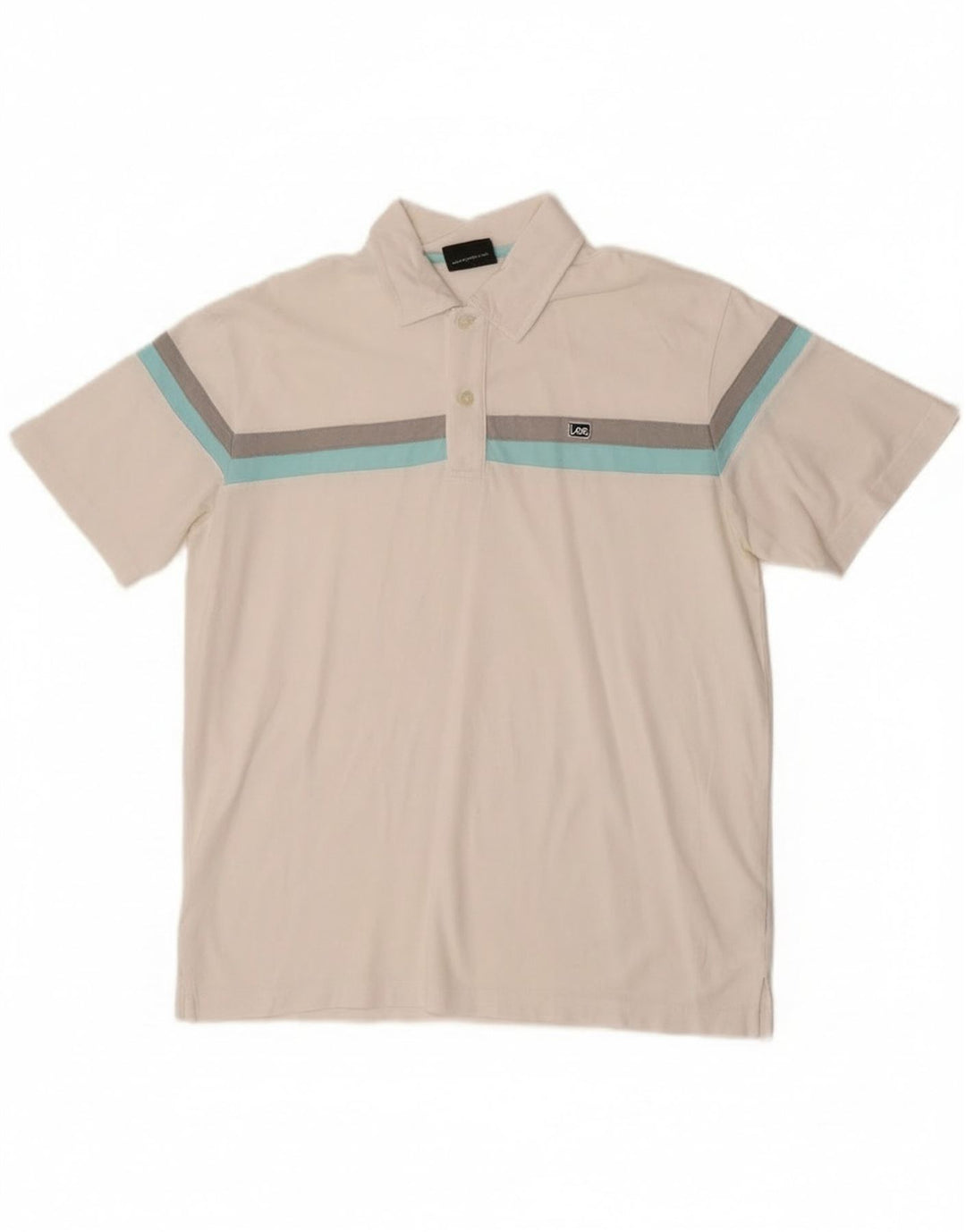 Lee Mens Polo Shirt Medium White Striped