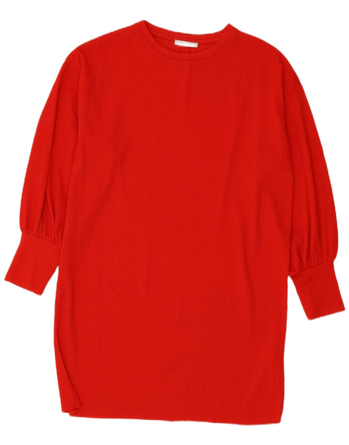 ZARA Womens Oversized Jumper Dress UK 10 Small Red Polyester
