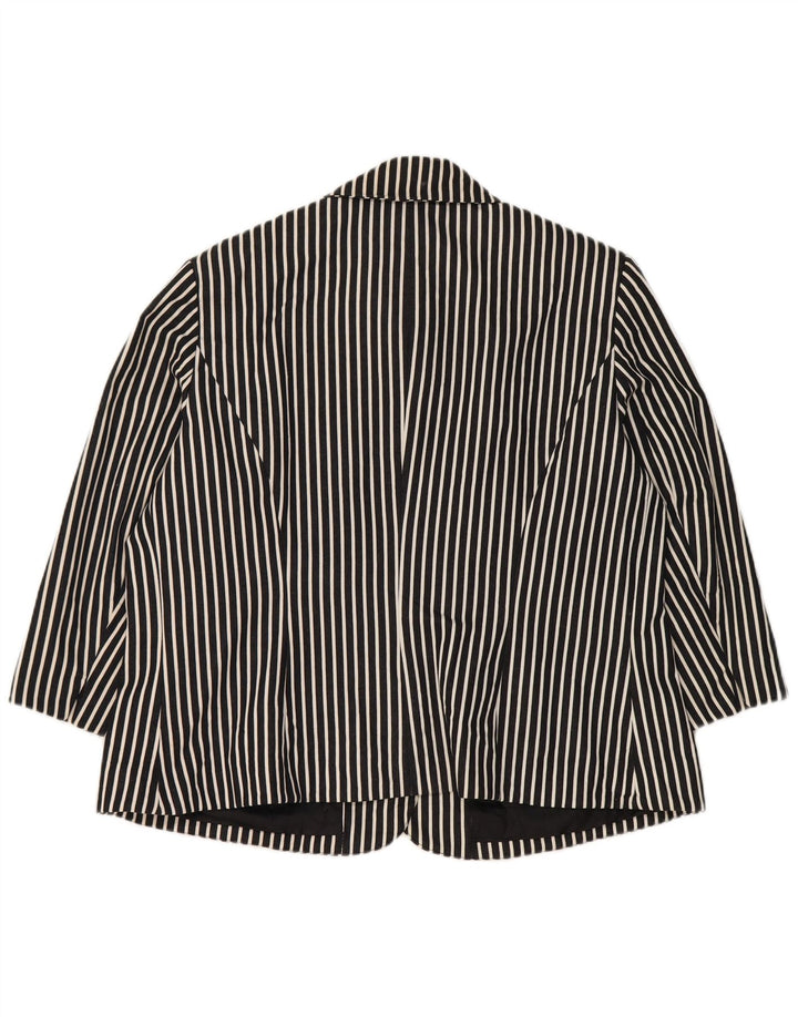 Chaps Womens 3/4 Sleeve 6 Button Blazer Jacket UK 18 XL Navy Blue Striped