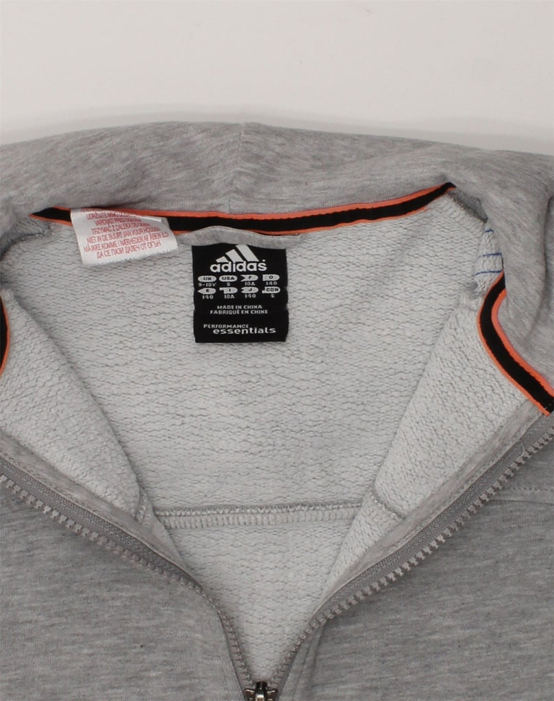 ADIDAS Boys Zip Hoodie Sweater 9-10 Years Grey Cotton | Vintage Adidas | Thrift | Second-Hand Adidas | Used Clothing | Messina Hembry 