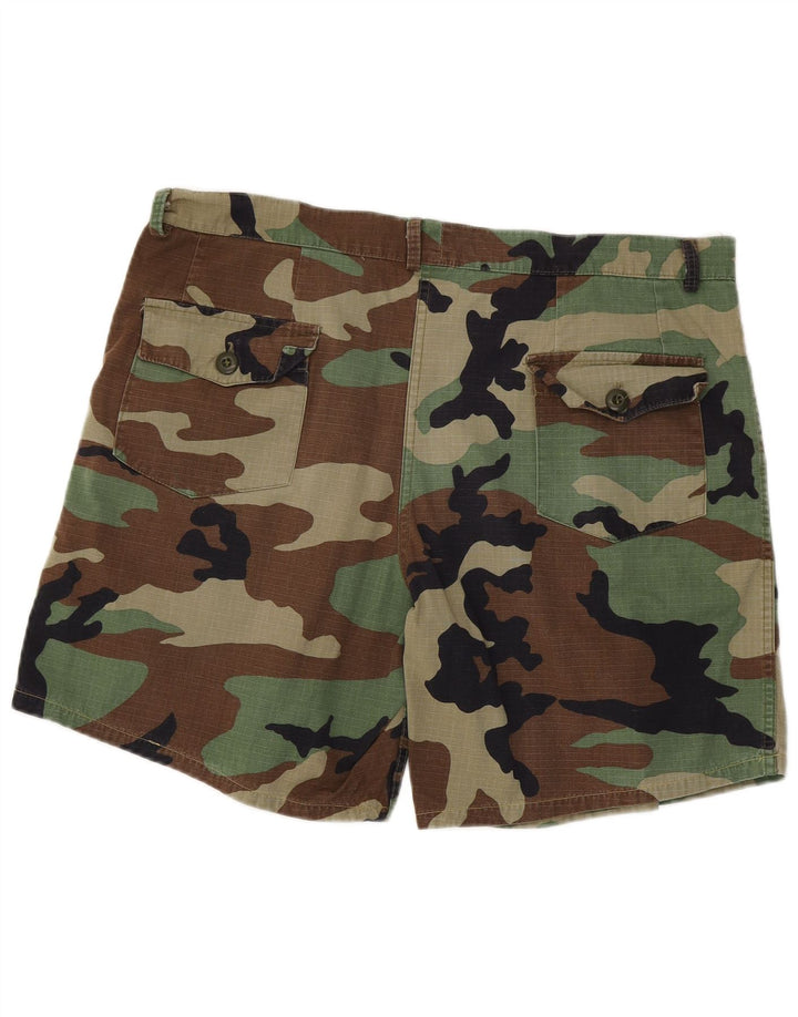 VINTAGE Mens Casual Shorts W38 XL Khaki Camouflage Cotton