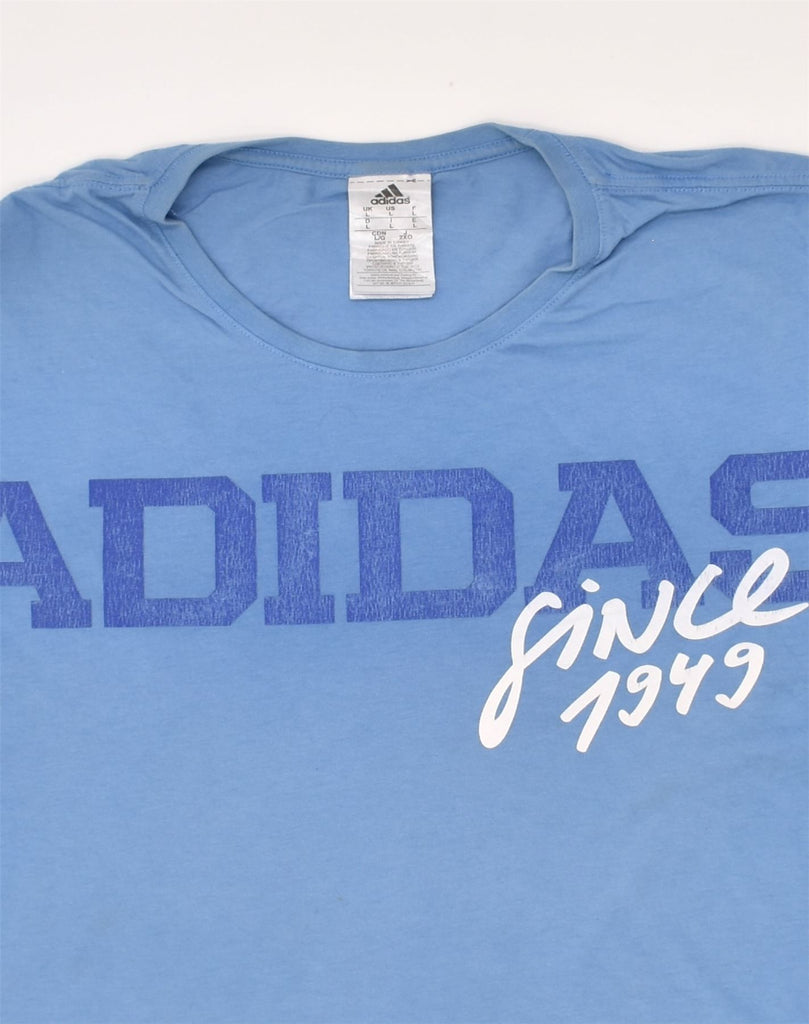 ADIDAS Mens Graphic T-Shirt Top Large Blue Cotton | Vintage Adidas | Thrift | Second-Hand Adidas | Used Clothing | Messina Hembry 