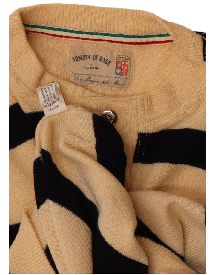 Armata Di Mare Mens Button Neck Jumper Sweater Medium Off White Striped