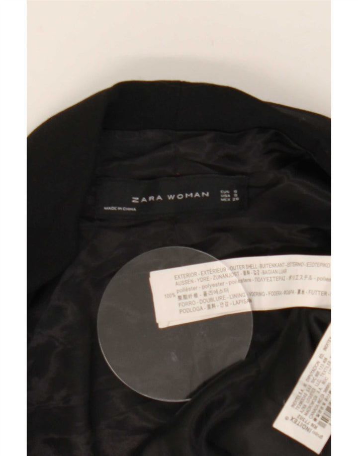 Zara Womens 3/4 Sleeve Open Blazer Jacket UK 10 Small Black Polyester