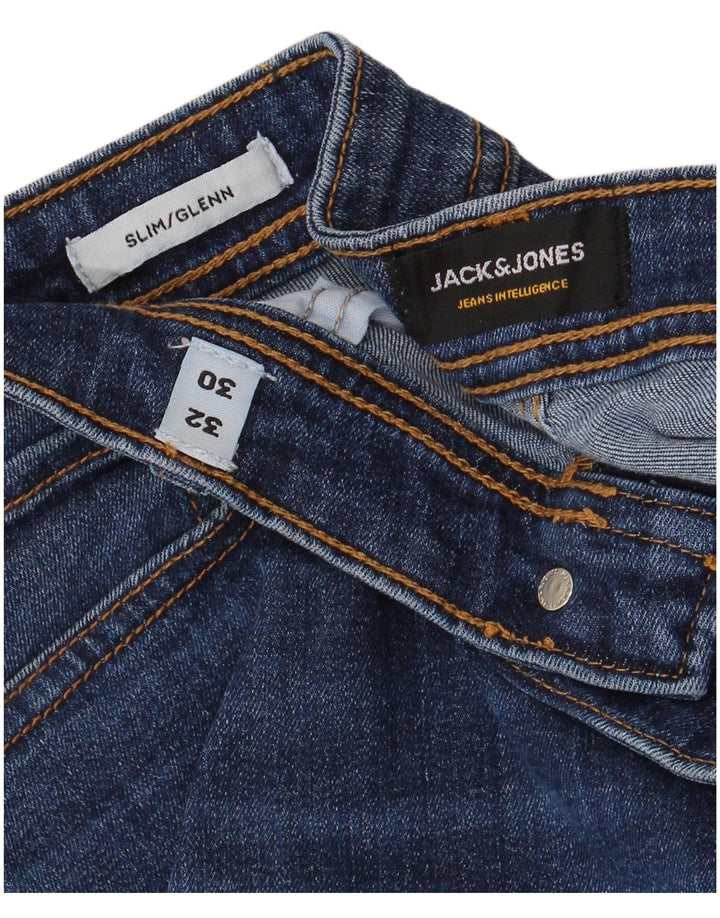 JACK & JONES Mens GLENN Slim Jeans W32 L30 Blue Cotton